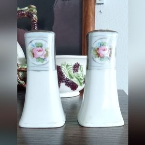 VNTG - Beautiful rose pattern Salt & Pepper Shakers